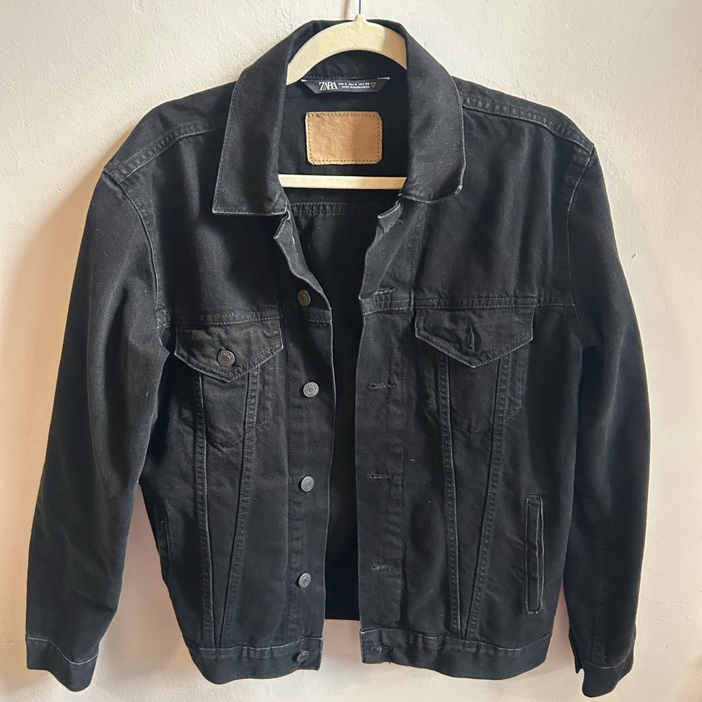 Zara Men's Size Small Charcoal Black Denim Jacket